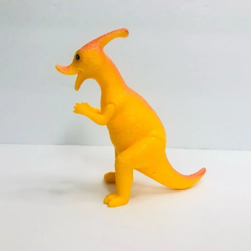 dinosaur yellow toy figure hard rubber 4 inch‎ tall prehistoric educational toy
